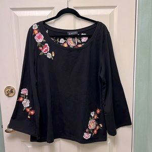 INC Woman Floral Embroidery Bell Sleeves Tee 2X
